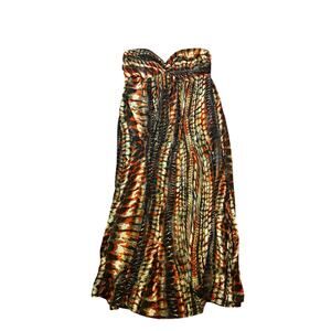 Kaelyn Max Strapless Formal Maxi Dress Abstract Snake Print Size 16